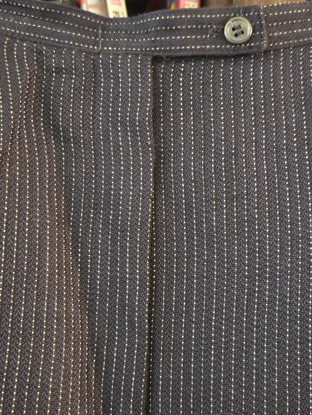 Harve Benard Vintage Navy Pinstripe Linen-Blend Pants Suit Set - Size 8